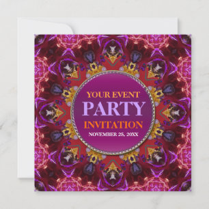 Broderie fractale mandala Party Invitation