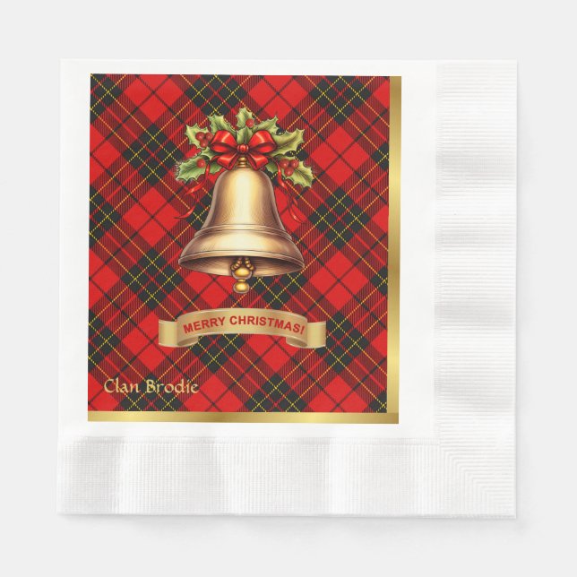 Brodie Personalized Tartan Christmas Napkin (Front)