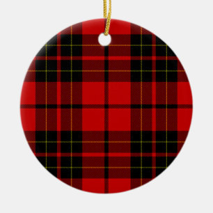Brodie tartan red black plaid ceramic ornament