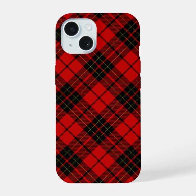 Brodie tartan red black plaid iPhone 15 case (Back)