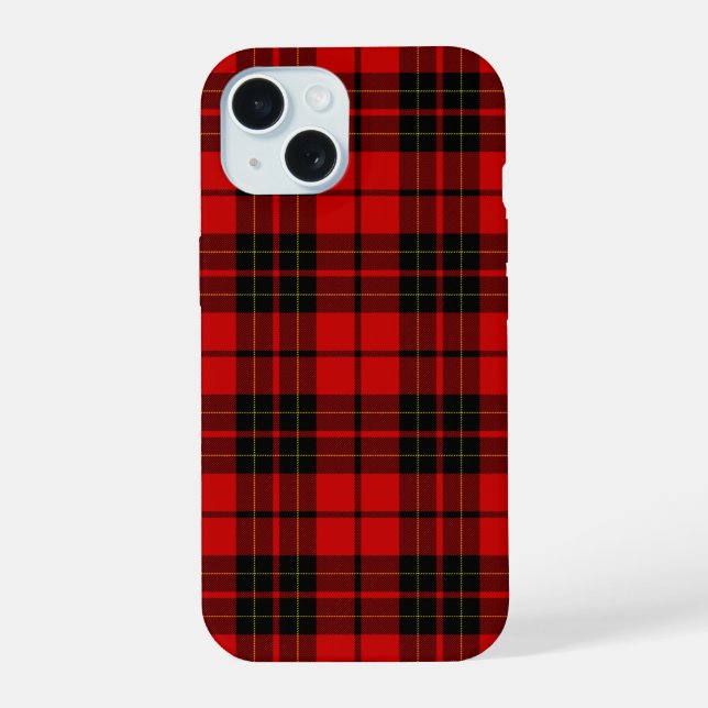 Brodie tartan red black plaid iPhone 15 case (Back)