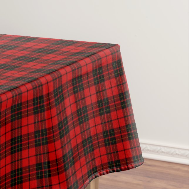 Brodie tartan red black plaid tablecloth (In Situ)
