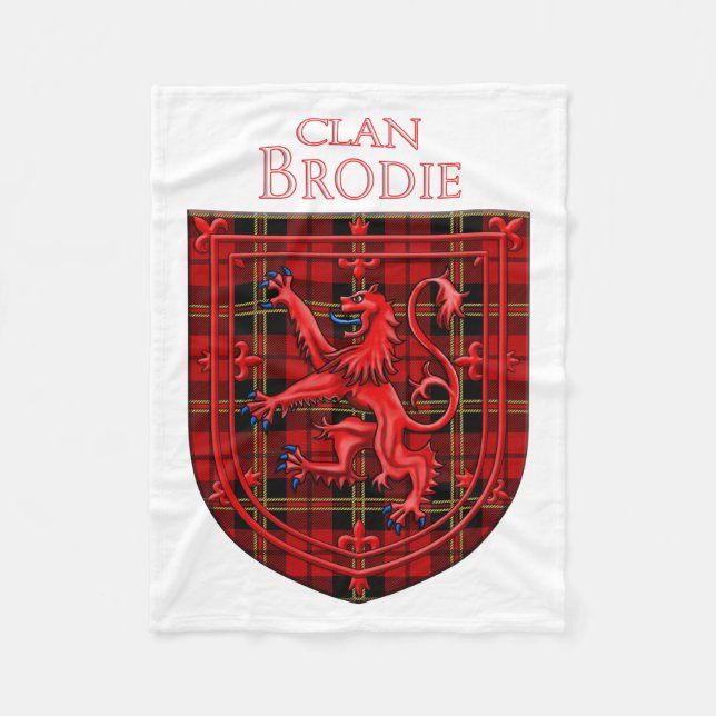 Brodie Tartan Scottish Plaid Lion Rampant Fleece Blanket (Front)