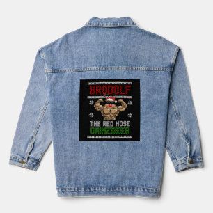 Brodolf Christmas Reindeer Fitness Sport Denim Jacket