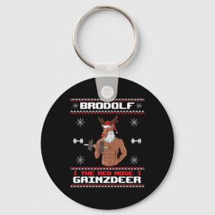 Brodolf The Red Nose Gainzdeer Gym Ugly Christmas Keychain