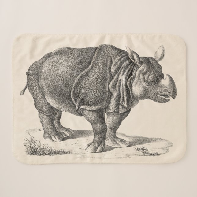Brodtmann Rhinoceros Sketch Sherpa Blanket (Front (Horizontal))