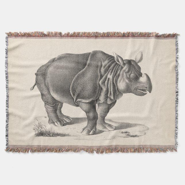 Brodtmann Rhinoceros Sketch Throw Blanket (Front)