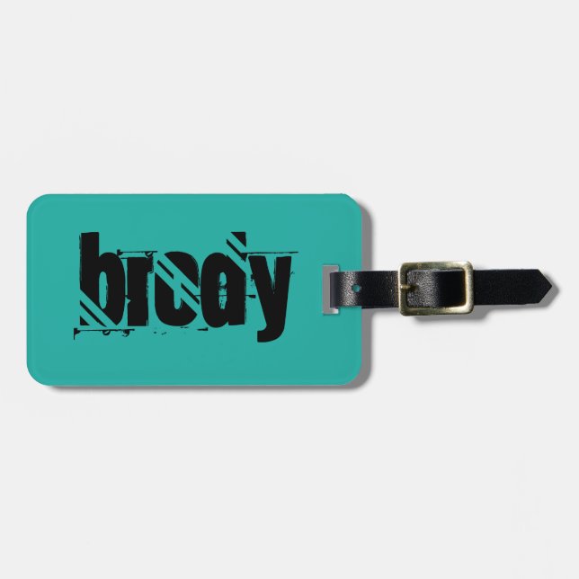 Brody Black and Blue Luggage Tag. Luggage Tag (Front Horizontal)