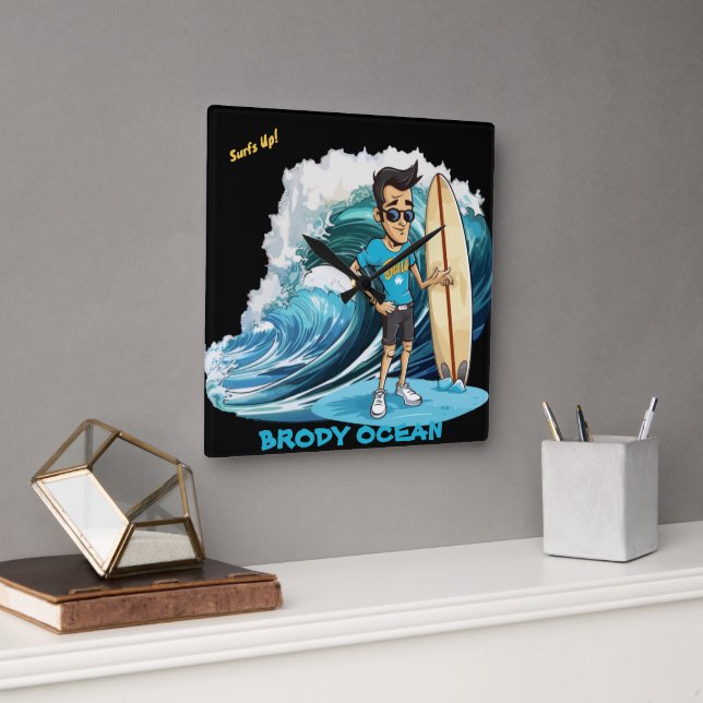 Brody Ocean Wavecrest Square Wall Clock (Office)