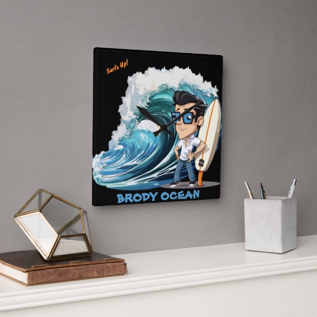 Brody Ocean Wavecrest Square Wall Clock (Office)