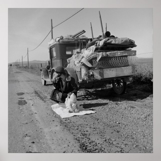Broke, Baby Sick, and Car Trouble Dorothea Lange Poster (Front)