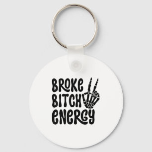 Broke Energy Funny Skeleton Hand Meme Keychain