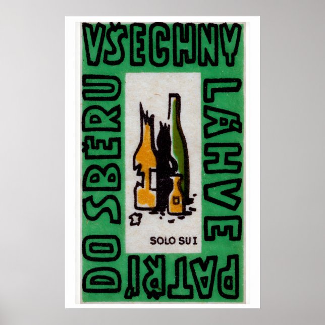 Broken Alcohol Bottles - Matchbox Print - Czech (Front)