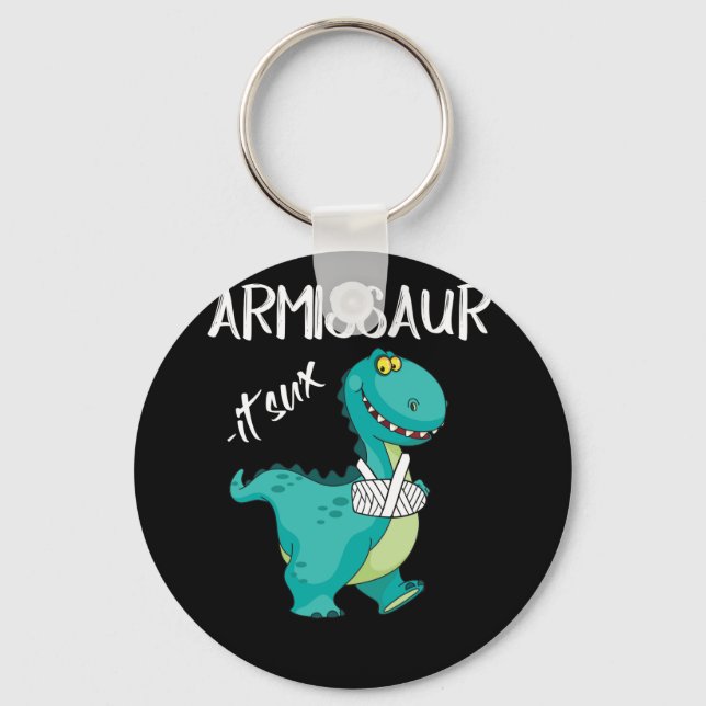 Broken Arm Dinosaur It Sux Keychain (Front)