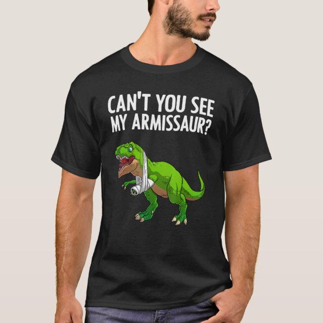 Broken Arm For Men Boy Kids Hand Wrist Injury Dino T-Shirt (Front)