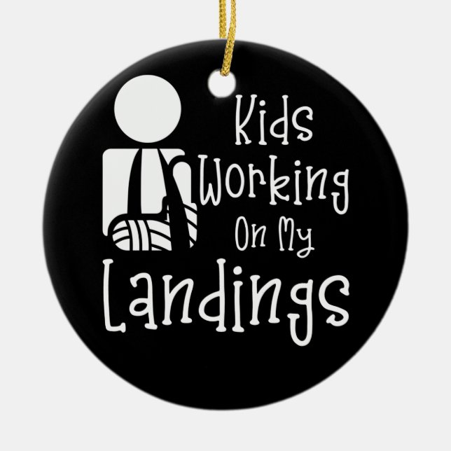 Broken Arm Kids Get Well Still Working on Landings Ceramic Ornament (Front)