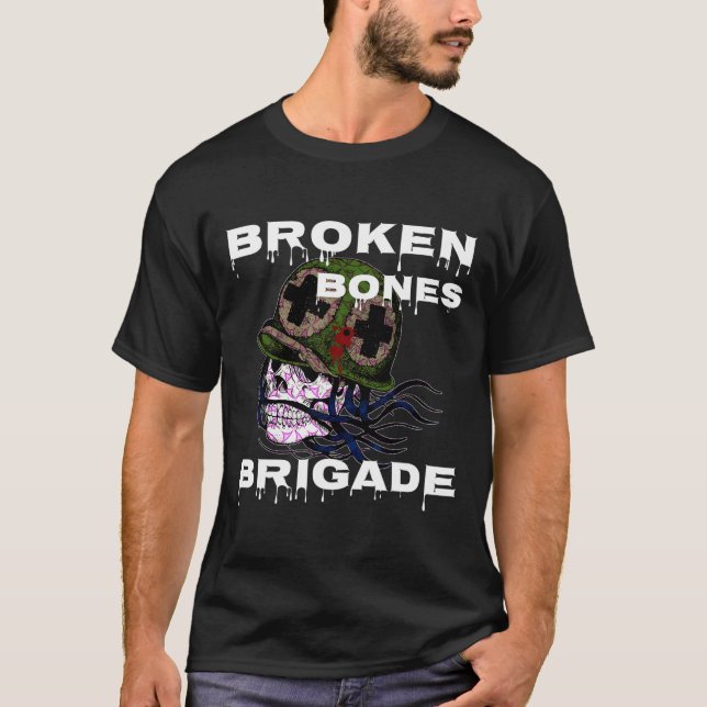 Broken Bones Brigade' Skull Skateboarding  T-Shirt (Front)