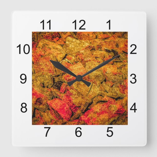 Broken Bricks Square Wall Clock (Front)