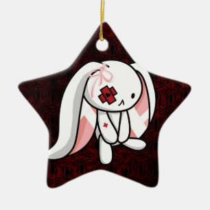 Broken Bunny Ceramic Ornament