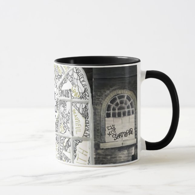 Broken But Not Shattered Black filled Ringer Mug (Right)