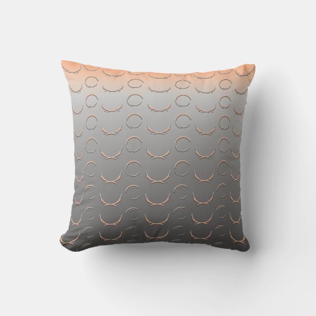 Broken Circle Art Deco Grey Peach Throw Pillow (Front)