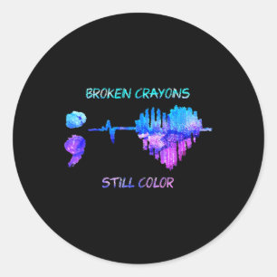 Broken Crayons Is Still Colour Heartbeat Suicide P Classic Round Sticker