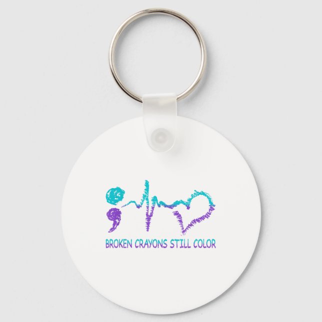 Broken Crayons Still Colour Suicide Prevention Men Keychain (Front)