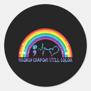 Broken Crayons Still Colour Tee Suicide Prevention Classic Round Sticker
