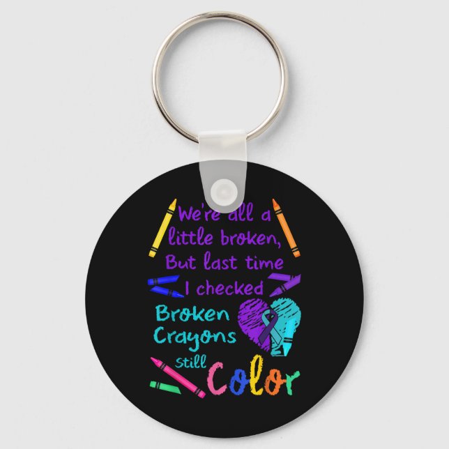 Broken Crayons Still Colour Tee Suicide Prevention Keychain (Front)