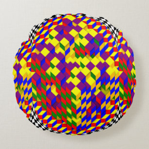 Broken Cube w/ Shadow by Kenneth Yoncich Round Pillow
