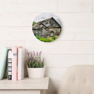 Broken Down Cabin in Alaska Large Clock