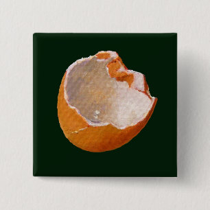 BROKEN EGG SHELL: ART: REALISM 2 INCH SQUARE BUTTON