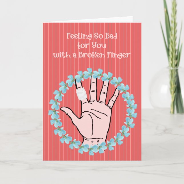 Broken Finger Get Well Card with Hand & Wreath (Front)