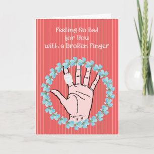 Broken Finger Get Well Card with Hand & Wreath
