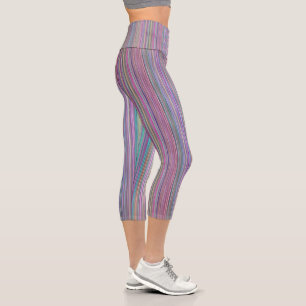 Broken Flatscreen Television Rainbow Stripe Capri Leggings