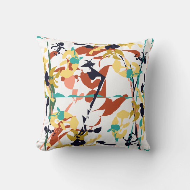 Broken Flowers Abstract Throw Pillow (Front)
