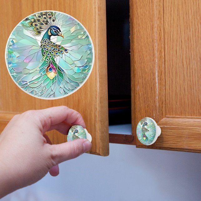 Broken Glass Peacock Ceramic Knob (Creator Uploaded)