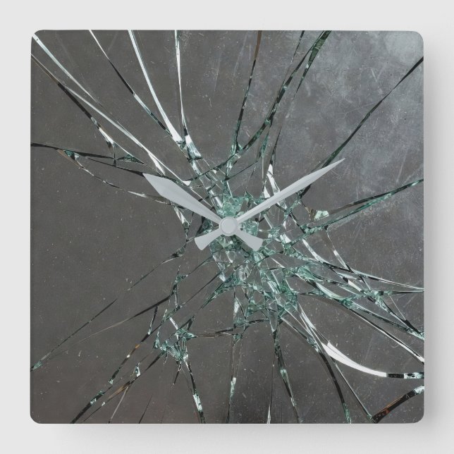 Broken Glass Surface (Style 2) Oil Painting Square Wall Clock (Front)