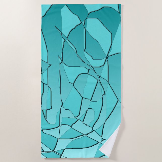 Broken Glass Teal Beach Towel (Front)