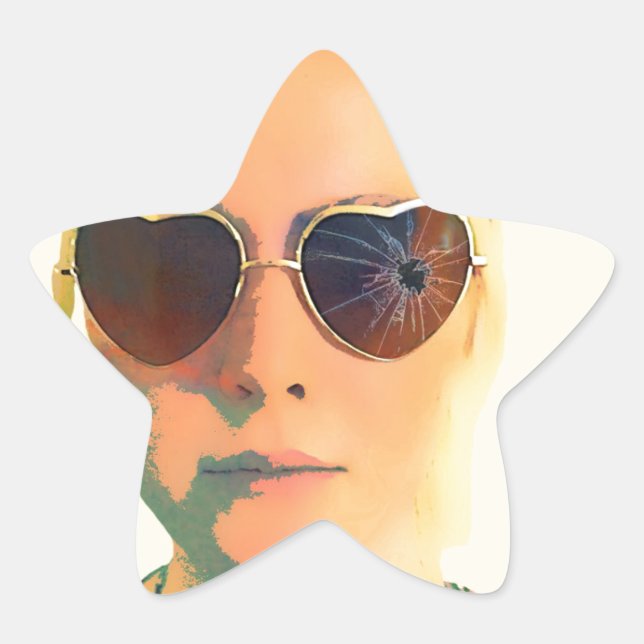 Broken Glasses Print Star Sticker (Front)