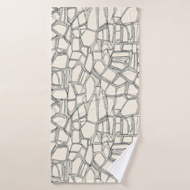 BROKEN gunmetal off white Bath Towel (Bath Towel)