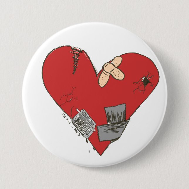 Broken-Heart 3 Inch Round Button (Front)