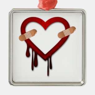 broken heart anti valentines day metal ornament