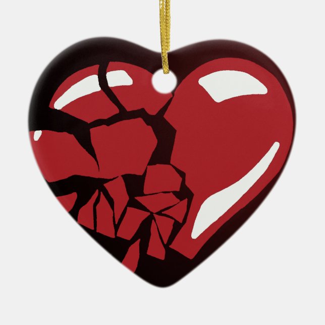 Broken Heart Ceramic Ornament (Front)