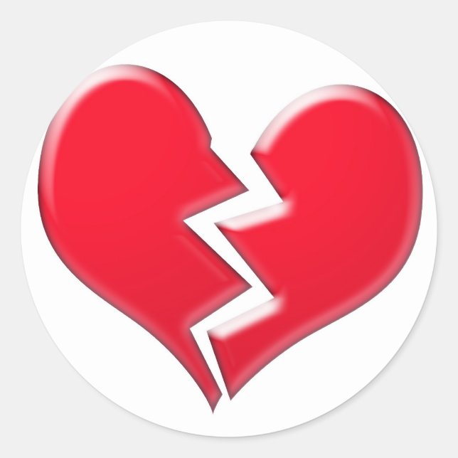 Broken heart classic round sticker (Front)