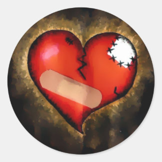 broken heart classic round sticker