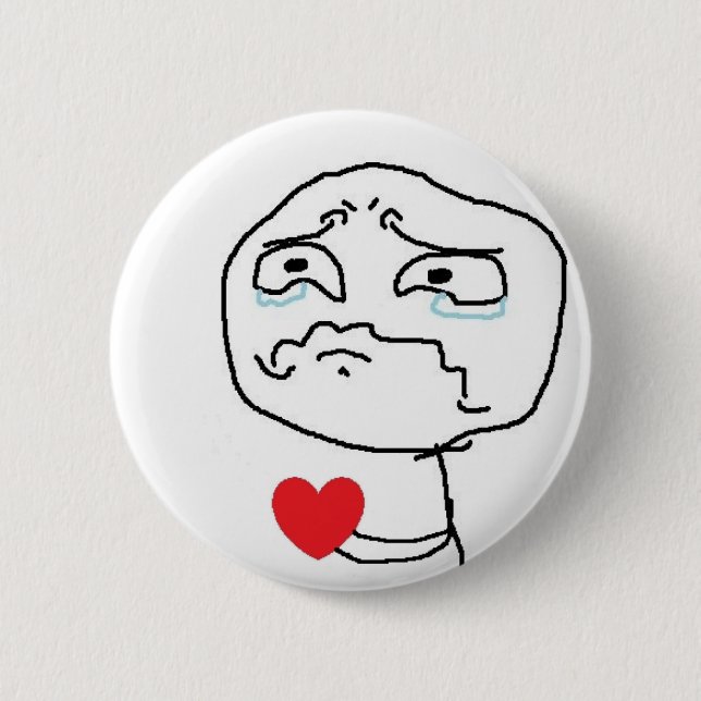Broken Heart Comic Face 2 Inch Round Button (Front)