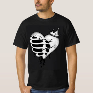 Broken Heart Crown Skeleton T-Shirt – Dark Gothic 
