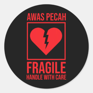 Broken Heart Fragile Handle With Care Shirt Edgy V Classic Round Sticker