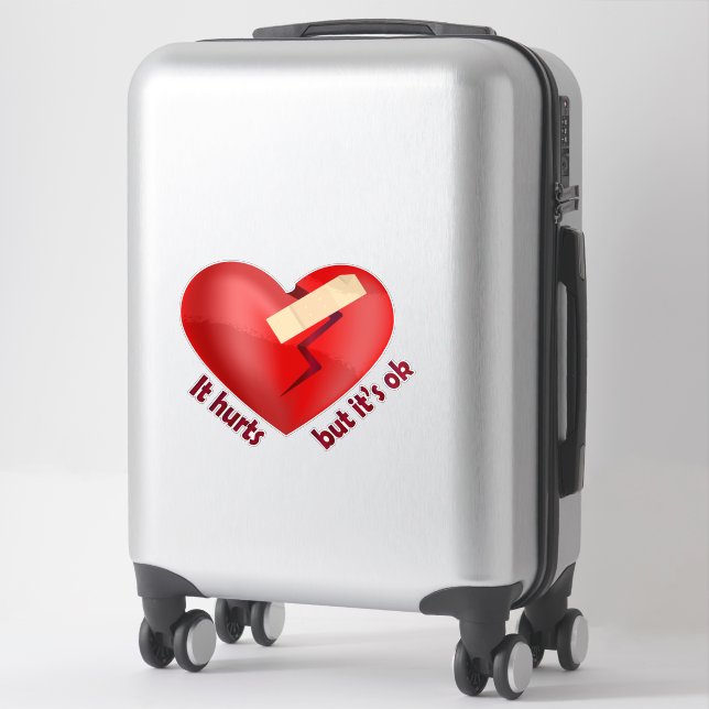 Broken heart healed with patch and life quote (Suitcase)